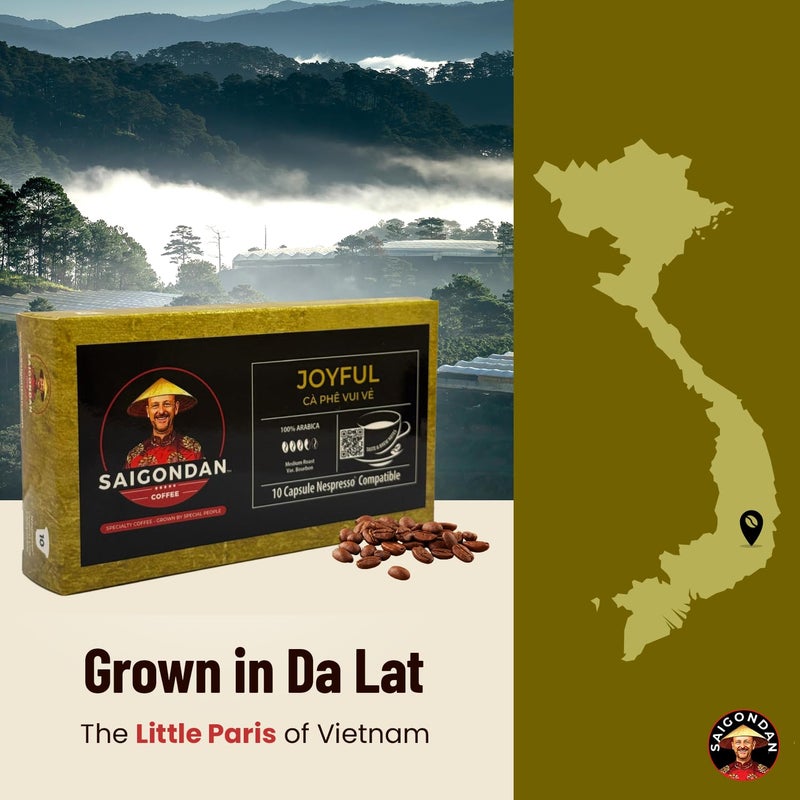 Vietnamese Coffee Pods - Medium Roast Arabica Bourbon | Joyful Flavor | Single Origin | Small Batch Roasted | Saigondan | Compatible with All Nespresso Original Line Machines | 10 Capsules - Image 3